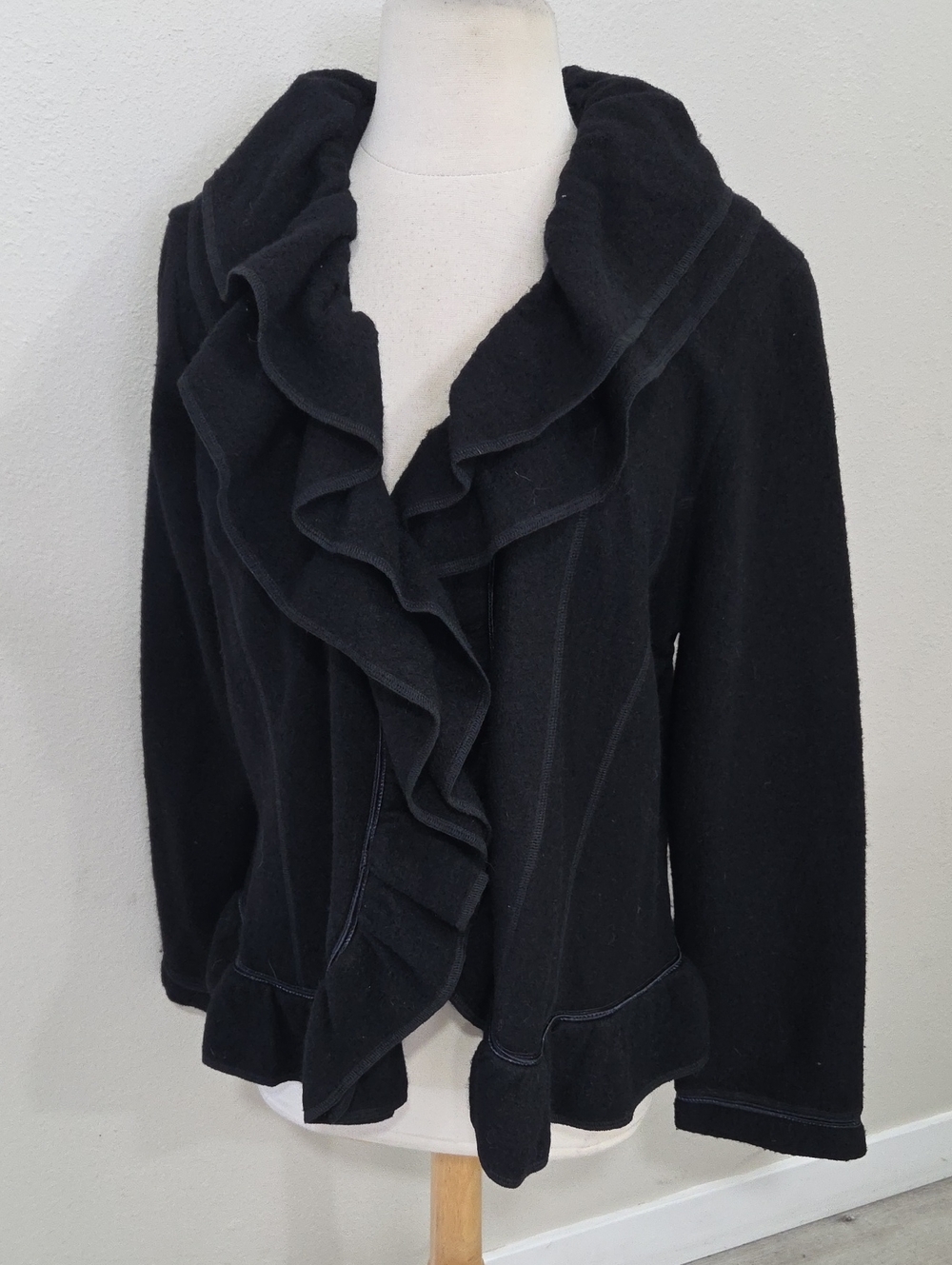 Magaschoni Black Ruffle-Front Cardigan